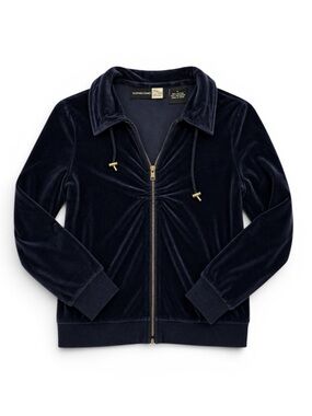 Saks Black Label Navy Velour Zip-Up Jacket – Size L